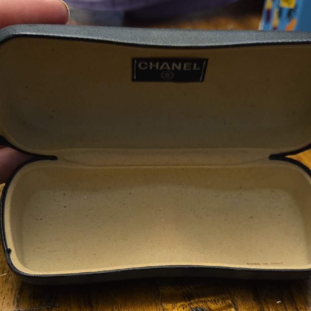 CHANEL Black and Cream Eyeglass Case
